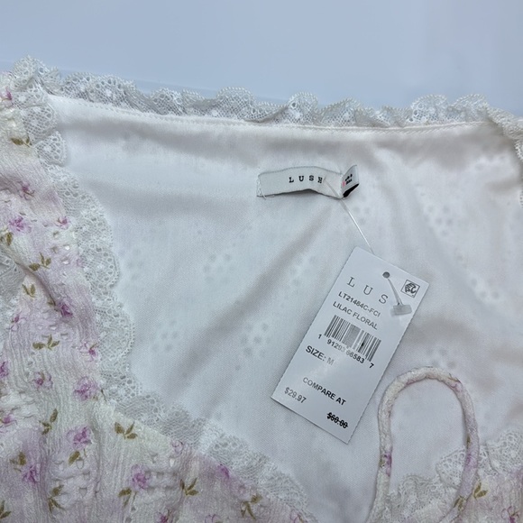 Lush Pink and White Floral Crop Top - Picture 4 of 5